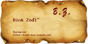 Bink Zoé névjegykártya
